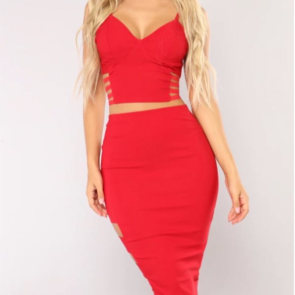 Fashion Nova Dresses & Skirts - Fashion Nova Red Skirt Set